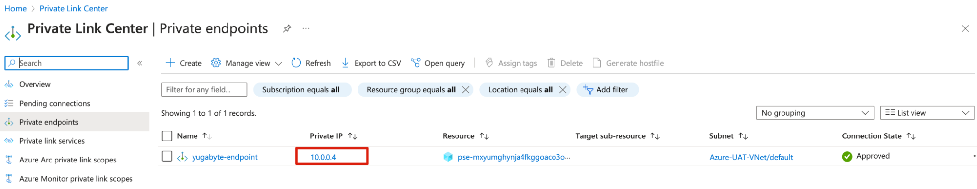 Azure private endpoint Azure private endpoint